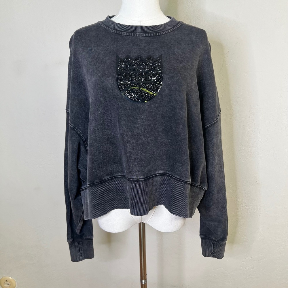 Sacramento Kings Pro Standard Sweatshirt Women Size S Washed Black New NBA Logo